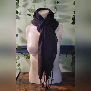 Black Women’s Tassel Scarf Long Knitted Winter Accessory One Size Cozy